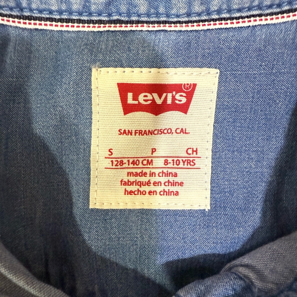 Levi's Girls Long Sleeve Button Up Denim Dress Size Small 🦋🌷 - Picture 5 of 10
